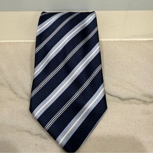 Salvatore Ferragamo Classic Striped Navy Tie 100% Silk Made in Italy
